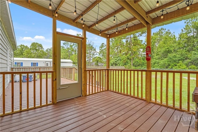 586 Church Cir, Jesup, GA 31545 - wooden deck with a lawn and view of wooded area