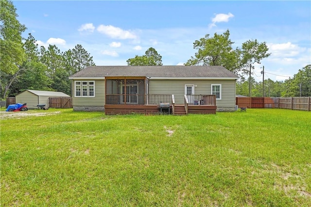 586 Church Cir, Jesup, GA 31545 - rear view of house with a deck and crawl space