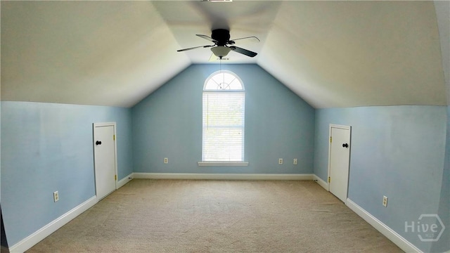 131 Brigham Dr, Richmond Hill, GA 31324 - bonus room featuring light colored carpet, ceiling fan, and lofted ceiling