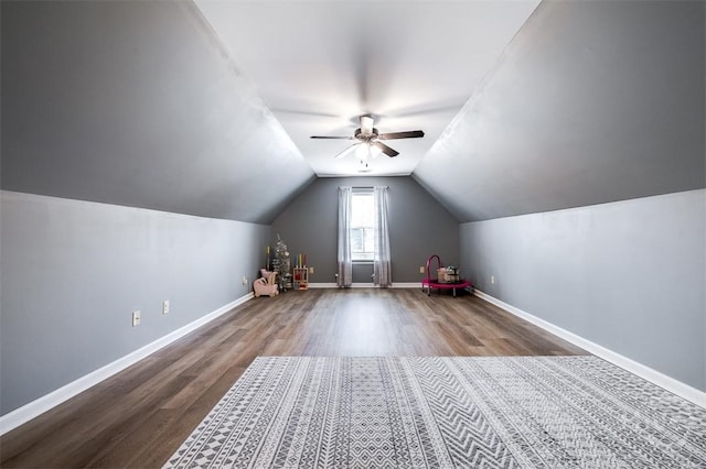 172 Green Paddock Cir, Guyton, GA 31312 - additional living space featuring wood finished floors, a ceiling fan, and lofted ceiling