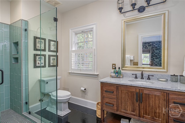 63 Magnolia Ln, Richmond Hill, GA 31324 - full bath featuring vanity, a stall shower, and healthy amount of natural light