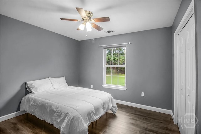 324 Elm St, Eden, GA 31307 - bedroom with a closet, wood finished floors, and a ceiling fan
