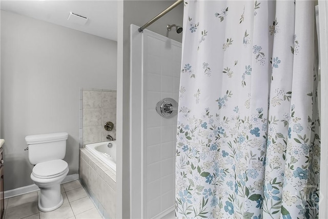 324 Elm St, Eden, GA 31307 - bathroom with a tile shower, tile patterned floors, tiled tub, and vanity