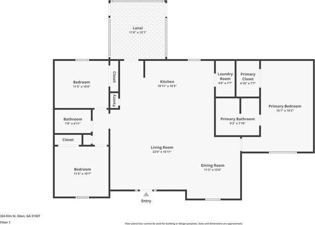 324 Elm St, Eden, GA 31307 - view of property floor plan