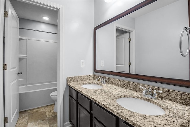 129 Winslow Cir, Savannah, GA 31407 - full bath with double vanity, stone finish flooring, and  shower combination