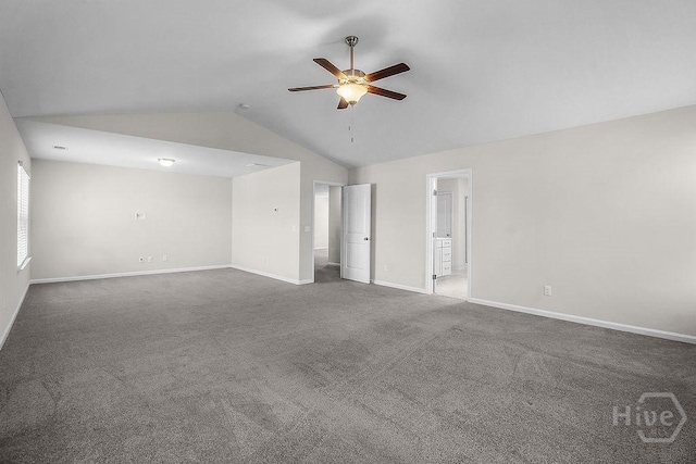 105 Telford St, Savannah, GA 31407 - empty room with a ceiling fan, vaulted ceiling, and carpet flooring