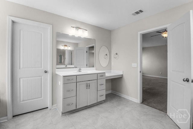 105 Telford St, Savannah, GA 31407 - bathroom featuring vanity, a ceiling fan, and tile patterned flooring