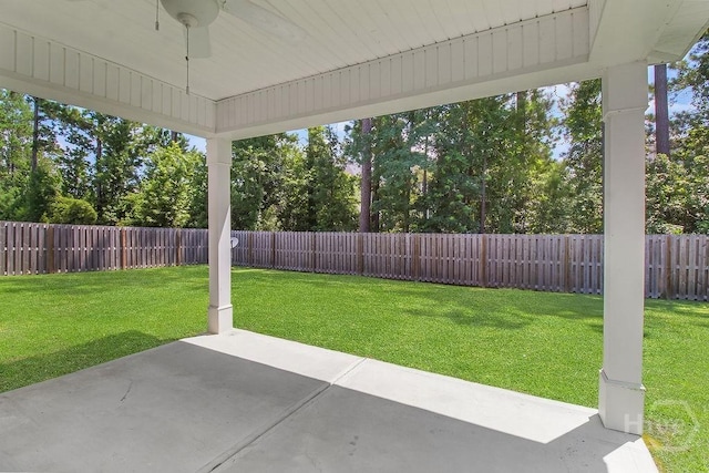105 Telford St, Savannah, GA 31407 - fenced backyard with a patio and a ceiling fan