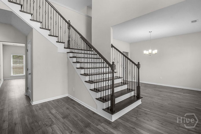 105 Telford St, Savannah, GA 31407 - stairs with wood finished floors and a chandelier