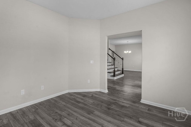 105 Telford St, Savannah, GA 31407 - empty room with a chandelier, dark wood-type flooring, and stairs
