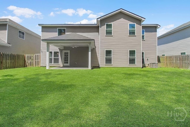 105 Telford St, Savannah, GA 31407 - rear view of house with a ceiling fan, a patio area, and a fenced backyard
