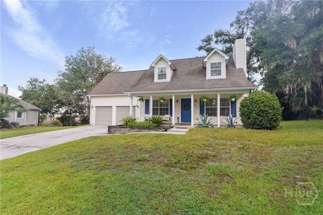 139 Marsh Edge Ln, Savannah, GA 31419 - cape cod home with covered porch, an attached garage, driveway, and a front yard