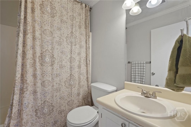 139 Marsh Edge Ln, Savannah, GA 31419 - full bathroom with crown molding, vanity, and curtained shower
