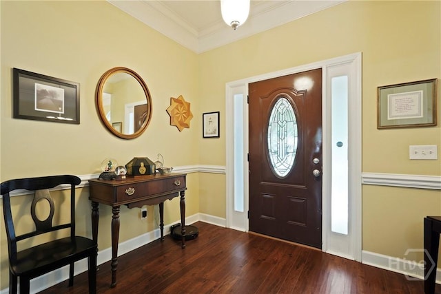 27 Heron View Ct, Richmond Hill, GA 31324 - entryway featuring ornamental molding and dark wood-style floors