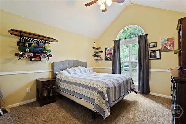 27 Heron View Ct, Richmond Hill, GA 31324 - carpeted bedroom featuring lofted ceiling and a ceiling fan