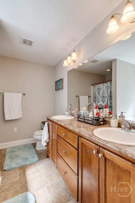 160 Wild Honey Ct, Richmond Hill, GA 31324 - full bathroom featuring double vanity, a shower with curtain, and tile patterned flooring