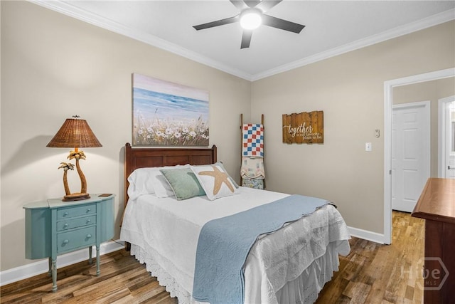 139 Mingarry Dr, Richmond Hill, GA 31324 - bedroom with wood finished floors, ornamental molding, and ceiling fan