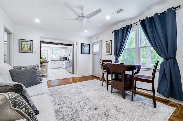 2338 Lorraine Dr, Savannah, GA 31404 - dining room with ceiling fan, recessed lighting, and wood finished floors