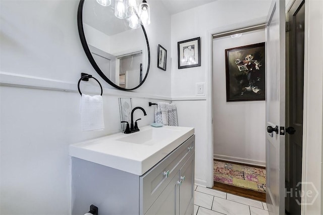 2338 Lorraine Dr, Savannah, GA 31404 - bathroom featuring vanity and a chandelier