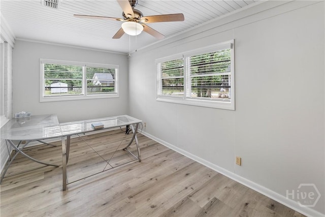 129 Vandiver Rd, Walthourville, GA 31301 - office featuring wood finished floors, ceiling fan, and ornamental molding