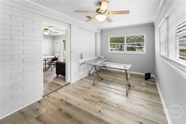 129 Vandiver Rd, Walthourville, GA 31301 - office space featuring ceiling fan, hardwood / wood-style flooring, and ornamental molding