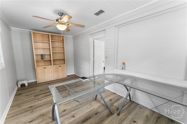 129 Vandiver Rd, Walthourville, GA 31301 - unfurnished office with crown molding, ceiling fan, and light wood-style floors