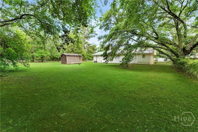129 Vandiver Rd, Walthourville, GA 31301 - view of green lawn with a storage shed