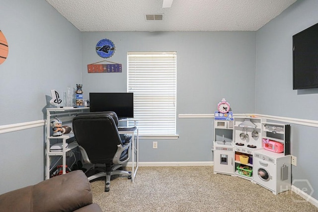 1125 Canyon Oak Loop, Richmond Hill, GA 31324 - office with a textured ceiling and carpet flooring