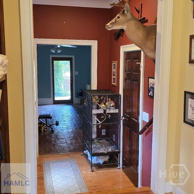 485 Lake Pamona Rd, Midway, GA 31320 - hall featuring wood finished floors
