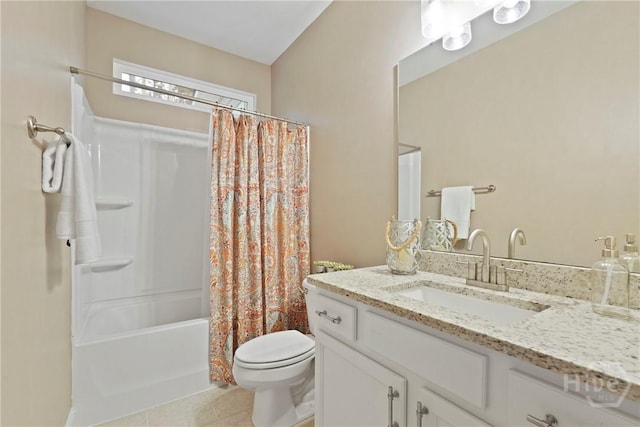 95 Simcoe Lake Dr, Richmond Hill, GA 31324 - full bath featuring vanity, shower / bathtub combination with curtain, and tile patterned floors