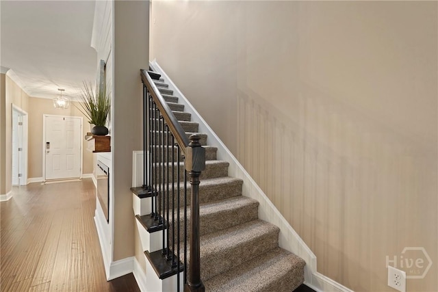 95 Simcoe Lake Dr, Richmond Hill, GA 31324 - stairway with hardwood / wood-style flooring and baseboards