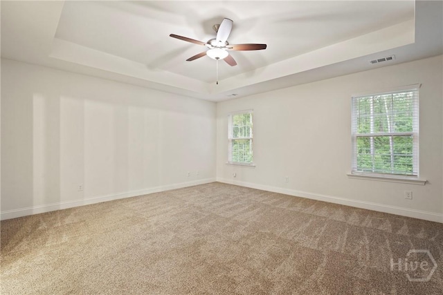 95 Simcoe Lake Dr, Richmond Hill, GA 31324 - empty room with a tray ceiling, a ceiling fan, and carpet flooring