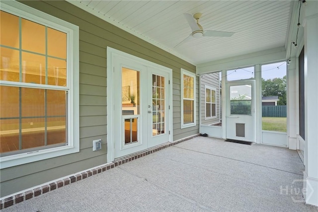 95 Simcoe Lake Dr, Richmond Hill, GA 31324 - unfurnished sunroom with a ceiling fan and french doors