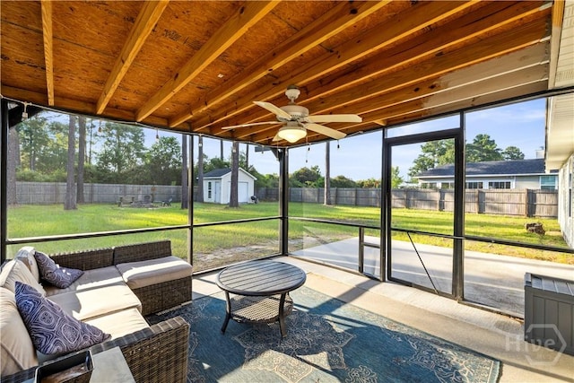 226 Cyane Ln, Guyton, GA 31312 - sunroom / solarium featuring an outdoor hangout area, ceiling fan, and plenty of natural light
