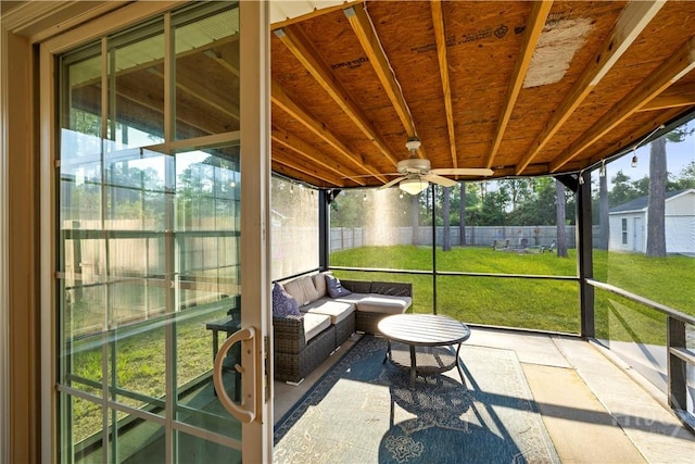 226 Cyane Ln, Guyton, GA 31312 - sunroom / solarium featuring a ceiling fan