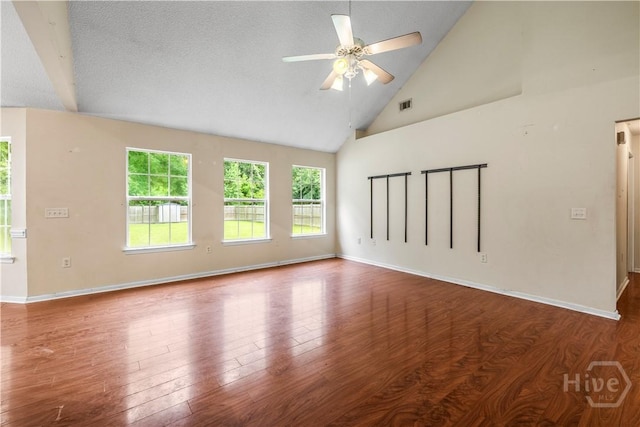 259 Laurel Hill Cir, Richmond Hill, GA 31324 - spare room with high vaulted ceiling, ceiling fan, and wood finished floors