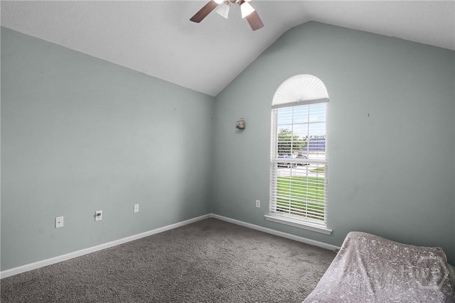 175 Salt Landing Cir, Savannah, GA 31405 - unfurnished bedroom featuring carpet floors, lofted ceiling, and a ceiling fan