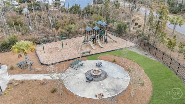 338 Wedge Cir, Richmond Hill, GA 31324 - community jungle gym with a fire pit