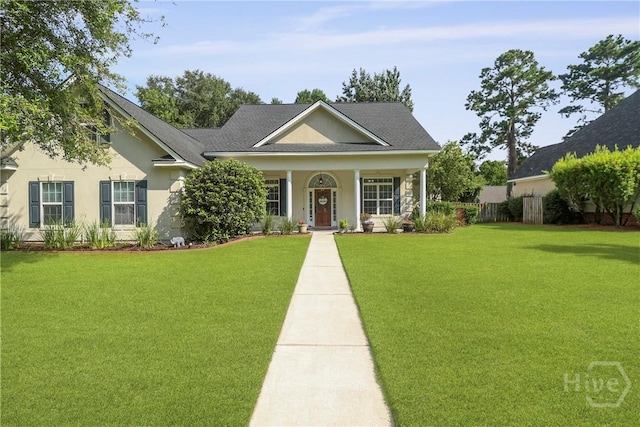 204 Bristol Way, Richmond Hill, GA 31324 - view of front of property with stucco siding, covered porch, and a shingled roof