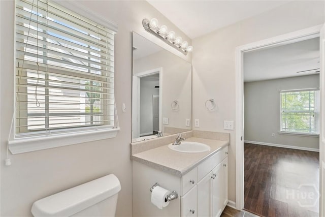 205 Summer Hill Ct, Richmond Hill, GA 31324 - half bathroom featuring vanity and wood finished floors