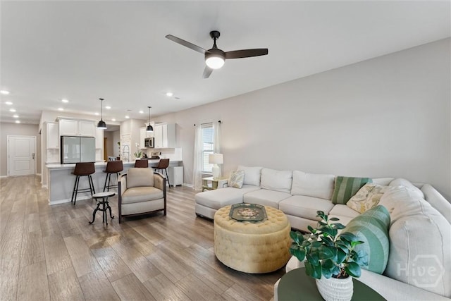 103 Williams Dr, Rincon, GA 31326 - living area featuring light wood-type flooring, ceiling fan, and recessed lighting