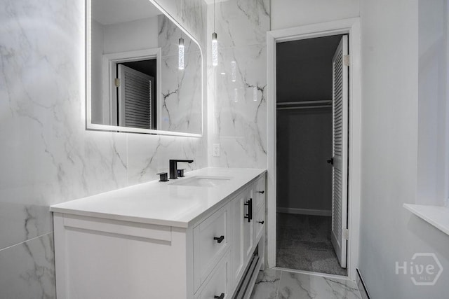 12902 Canterbury Rd, Savannah, GA 31419 - bathroom with vanity, marble finish floors, and a closet