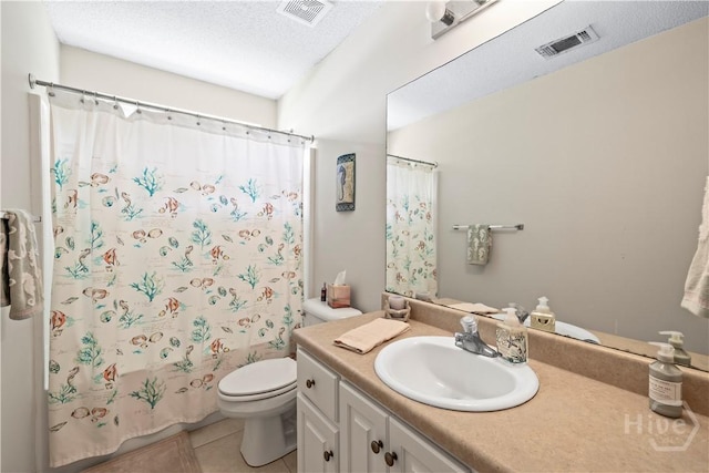 11 Rialto Ct, Pooler, GA 31322 - bathroom featuring vanity, tile patterned flooring, a shower with shower curtain, and a textured ceiling