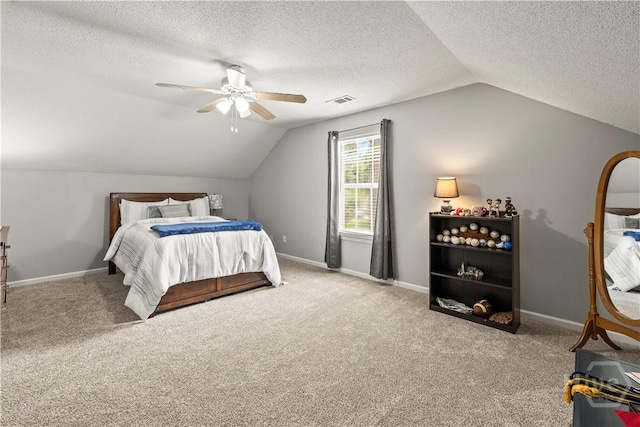 11 Rialto Ct, Pooler, GA 31322 - carpeted bedroom with vaulted ceiling, a textured ceiling, and a ceiling fan