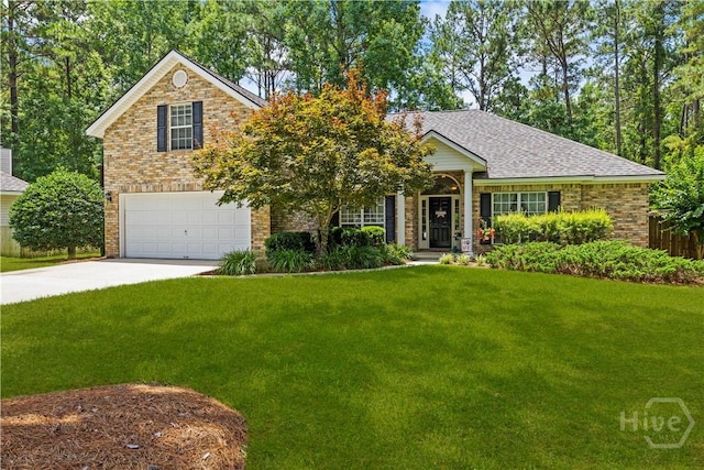 11 Rialto Ct, Pooler, GA 31322 - view of front of home featuring a garage, a front lawn, driveway, and brick siding