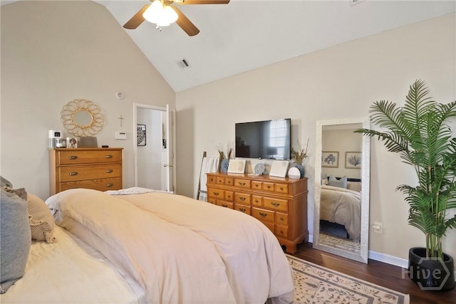 117 Barrington Rd, Pooler, GA 31322 - bedroom with wood finished floors, high vaulted ceiling, and a ceiling fan