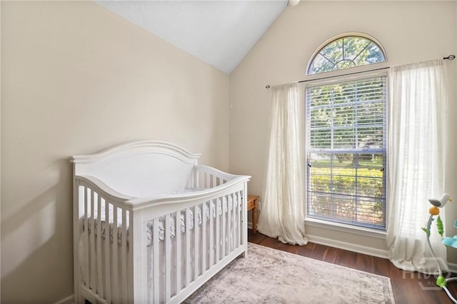 117 Barrington Rd, Pooler, GA 31322 - bedroom featuring lofted ceiling, wood finished floors, and a crib