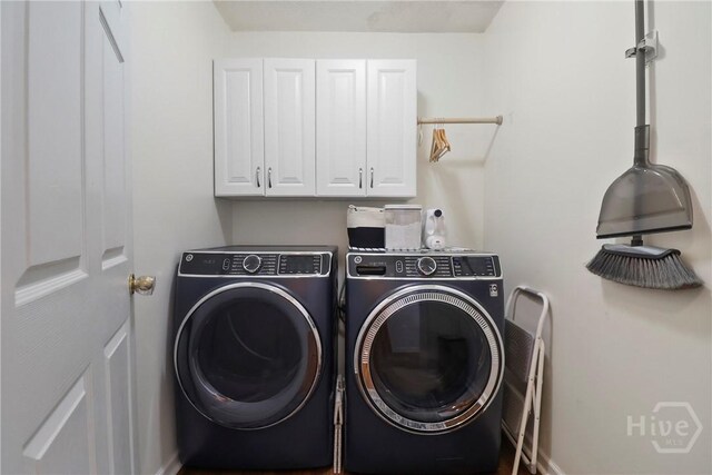 117 Barrington Rd, Pooler, GA 31322 - laundry area featuring cabinet space and independent washer and dryer