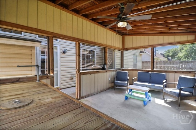 117 Barrington Rd, Pooler, GA 31322 - sunroom featuring ceiling fan and an outdoor hangout area