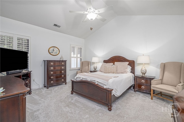 141 Regency Cir, Pooler, GA 31322 - bedroom with vaulted ceiling, light colored carpet, and a ceiling fan